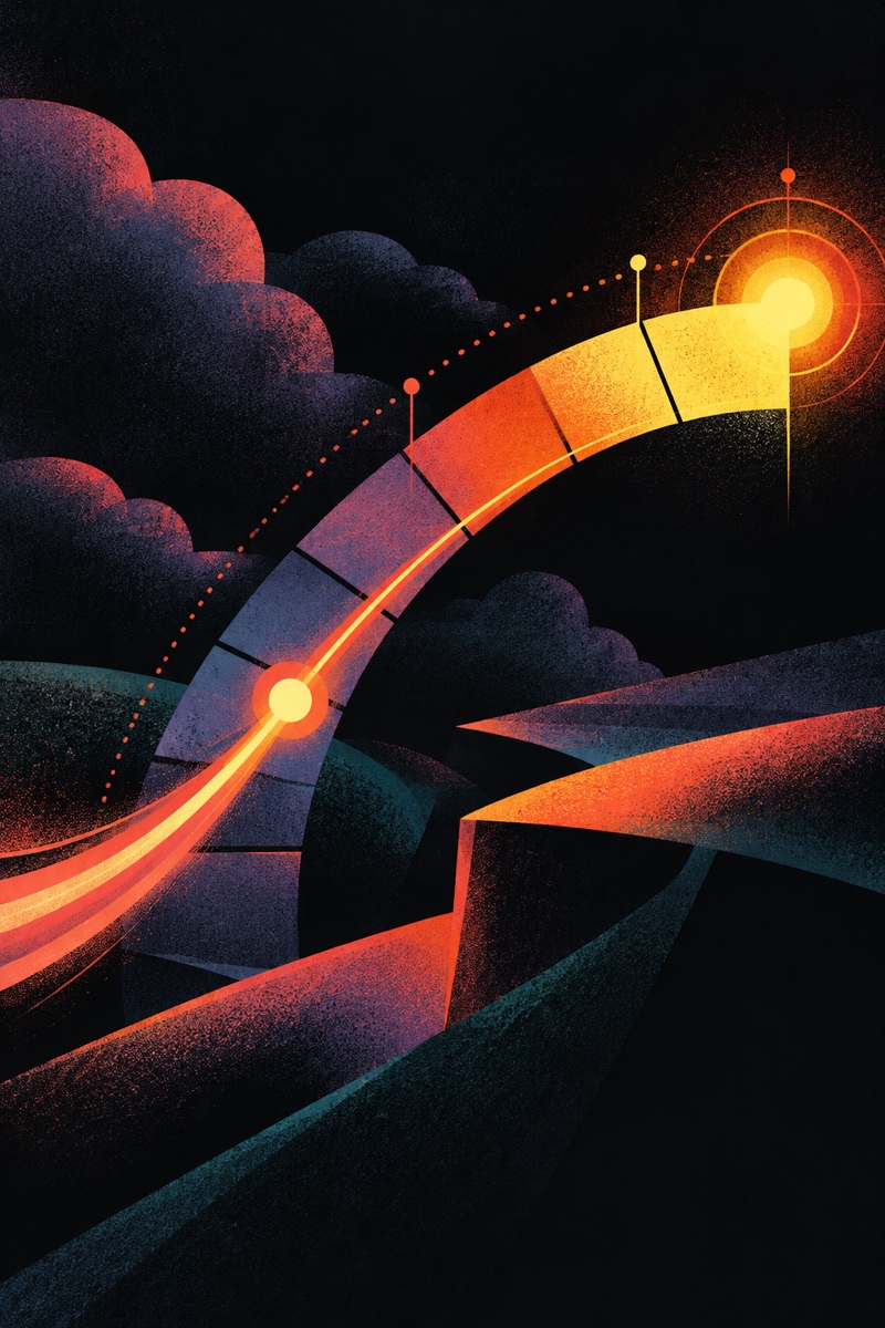 A bright signal accelerating through a probability arc